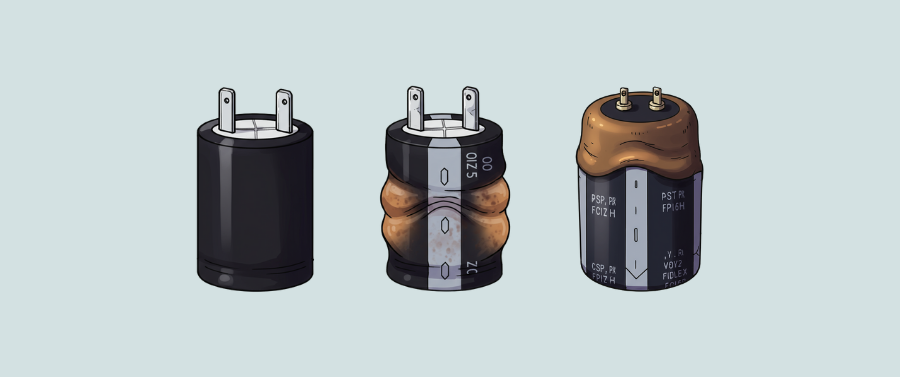 healthy VS faulty capacitor